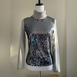 Dolce & Gabbana Cotton Turtleneck Sequin Long Sleeve Top